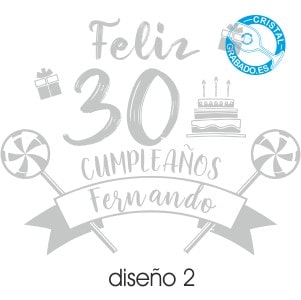 Ejemplo de diseño de grabado con motivo de cumpleaños